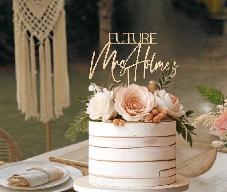 Bridal Shower Cake Topper, Future Mrs, Name Cake Topper, Custom ...