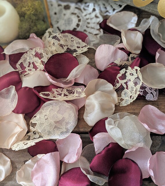 Burgundy Table Decor Aisle Decor Flower Petals Bridal Shower Decorations Flower Girl Petals Table Decorations