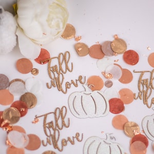 Herfst bruiloft decor, pompoen confetti, bruids douche decor, herfst bruiloft, verliefd worden, bruids douche confetti, bruiloft douche