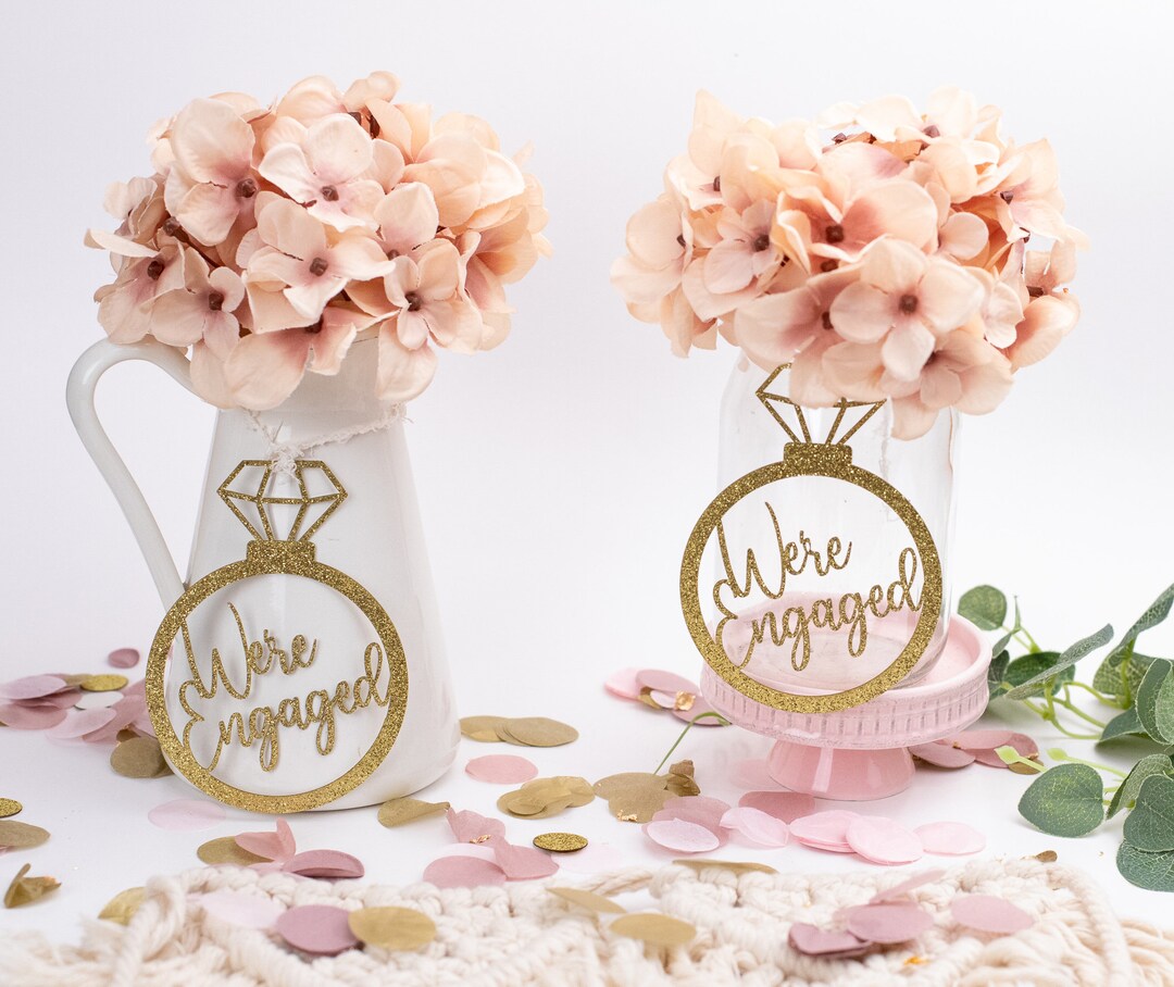 Engaged Tag Mason Jar Tags, We're Engaged, Engagement Party Decorations ...