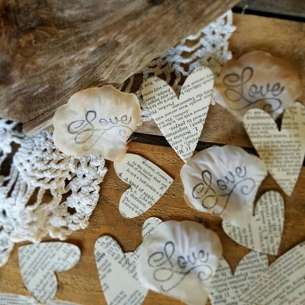 Book Themed Wedding Centerpieces~Book Theme Bridal Shower~ Wedding Confetti Rose Petals~Book Wedding Petals~Rustic Table Runner Decorations