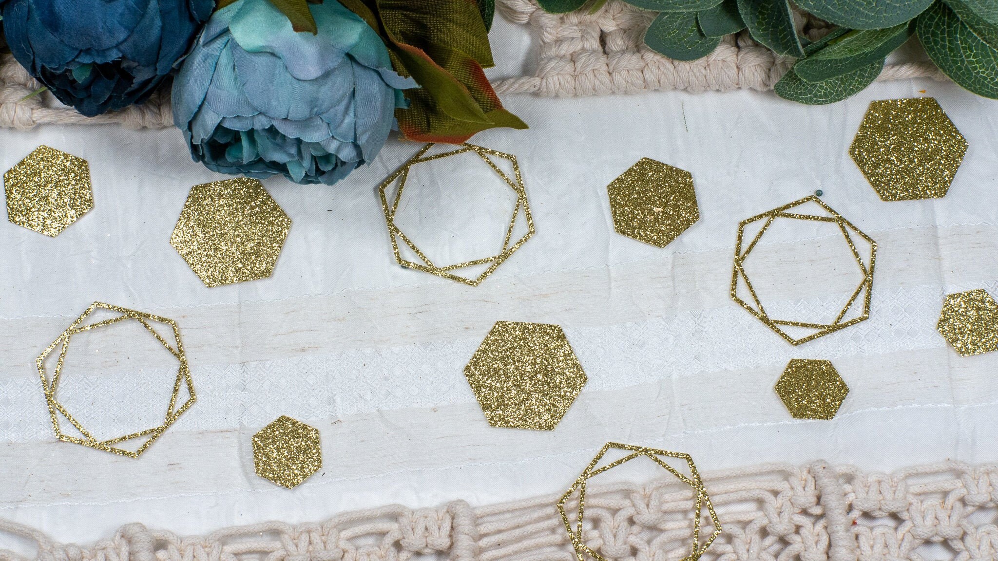Hexagon Table Decor Wedding Table Decor Hexagon Confetti Etsy