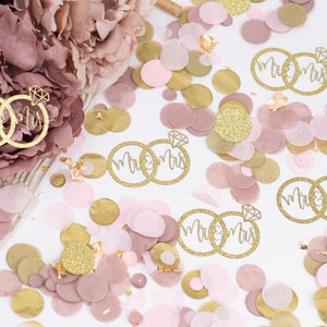 Decorazioni per feste di fidanzamento, Mr & Mrs, decorazioni per addio al nubilato, decorazioni per tavoli nuziali, brunch e spumante, coriandoli con anello di diamanti