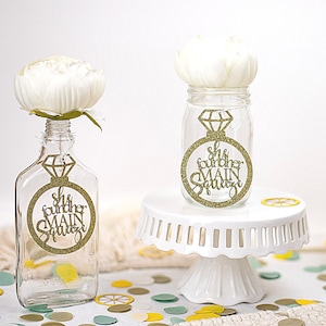 Lemon Bridal Shower, She Found Her Main Squeeze Bridal Shower, Centerpiece,  Mason Jar Tags, Wedding Shower Set of 6