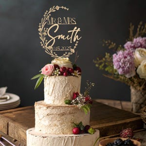 Mr and Mrs Cake Custom Wedding Cake Topper, Personalized Wedding Cake Toppers, Rustic Wedding Cake Topper, Name Cake Topper