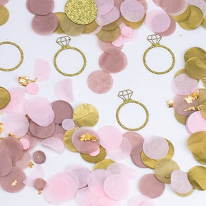 Decorazioni per addio al nubilato, brunch e spumante, coriandoli con anello di diamanti, decorazioni per addio al nubilato