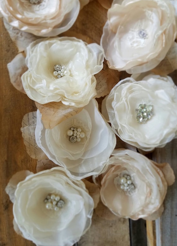 Fabric Wedding Flowers Diy Wedding Bridal Flowerswedding Etsy