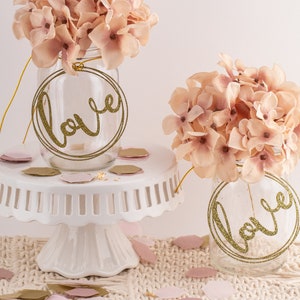Bridal Shower Centerpieces, Wedding Centerpieces for Table, Mason Jar Tags, Bridal Brunch, Engagement Decorations, Wedding Shower, Set of 6