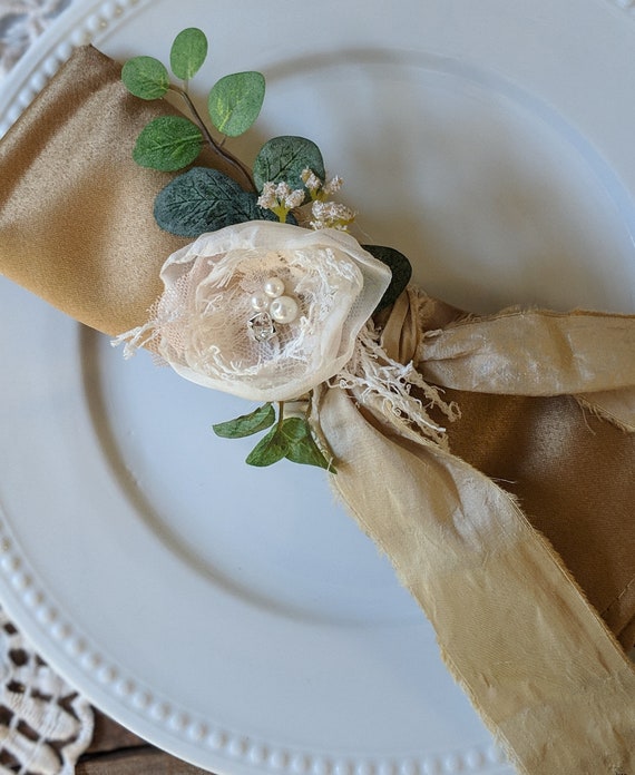 Wedding Napkin Rings Napkin Holderflower Napkin Ringwedding Etsy