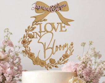 Love Is In Bloom Bridal Shower, Custom Cake Topper, Personalized, Topper Bridal Shower Decor, Bridal Brunch ,Wedding Shower