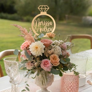 Engagement Party Decoration, Custom Engagement Party Decorations, Engagement Ring Decor, Custom Centerpiece Signs, Custom Name Centerpiece