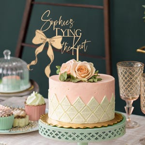 Tying The Knot, Custom Cake Topper,  Bow Bridal Shower, Cake Topper Bridal Shower,  Coquette Bridal, Wedding Shower Cake Topper
