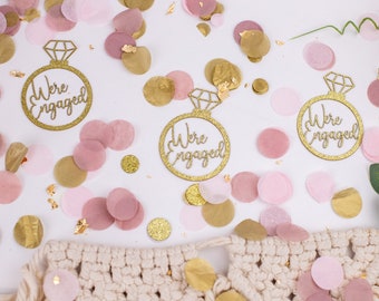 Estamos comprometidos, decoraciones para fiestas de compromiso, confeti, centro de mesa, decoraciones para anillos de compromiso, comprometidos, decoración para despedidas de soltera