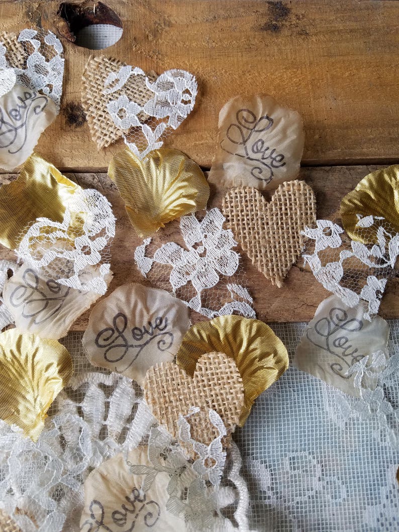 Table Runner Confetti,Lace and Burlap Petals Table scatter Decorations,Wedding Sweetheart Table Decorations Flower Confetti