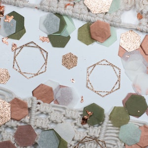 Bridal Shower Confetti, Hexagon, Boho Party Decorations, Party Decorations,  Party Supplies, Sage Green