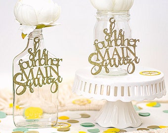 Lemon Bridal Shower, She Found Her Main Squeeze Bridal Shower, Centerpiece,  Mason Jar Tags, Wedding Shower Set of 6