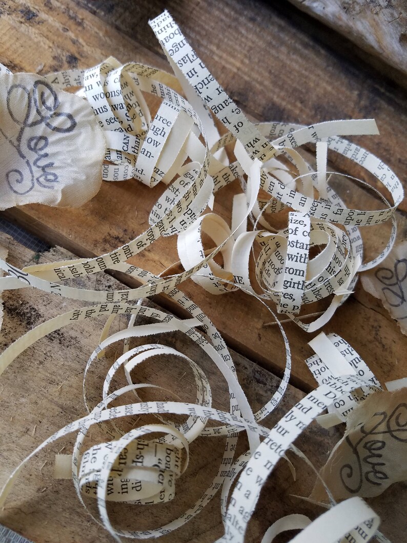 Book themed wedding Rose Petals Vintage books Aisle rose petals table scatter Flower girl petals book wedding confetti