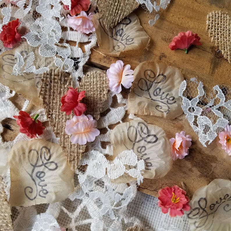 Table Runner Confetti,Lace and Burlap Petals Table scatter Decorations,Wedding Sweetheart Table Decorations Flower Confetti
