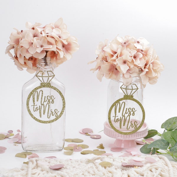 Miss To Mrs, Bridal Shower Decor, Bridal Shower Centerpiece, Travel Theme Bridal Shower, Wedding Shower, Mason Jar Tags, Set of 6