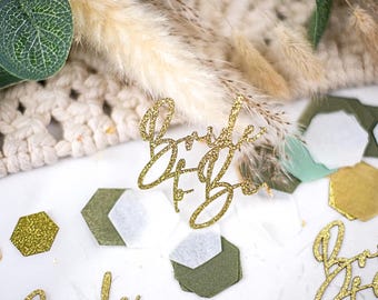 Bride To Be Confetti: Green & Gold Bridal Shower Decor