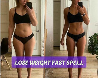 May include: Before and after photos of a person in black lingerie. The text "LOSE WEIGHT FAST SPELL" is superimposed on the image.