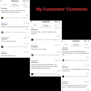 Op de afbeelding: Screenshots van klantbeoordelingen voor WhiteSpells, een bedrijf dat spreuken en diensten aanbiedt. De beoordelingen zijn positief en benadrukken de kwaliteit van de service en de effectiviteit van de spreuken. De beoordelingen bevatten opmerkingen zoals "Geweldige service - resultaat wordt verwacht. Ik ben hoopvol" en "Een echt uitzonderlijke ervaring van begin tot eind - ik kom zeker terug."