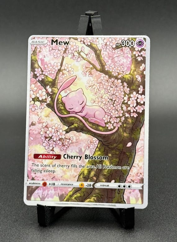 Custom Pokémon Card - Sleeping Mew on Cherry Blossom Tree - Fan Custom Pokémon Card - Sleeping Mew on Cherry Blossom Tree - Fan