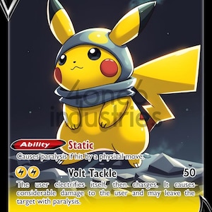 Night Watch Pikachu Custom Card – Hooded Edition, 5-Layer Silk-Touch Fan Art