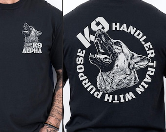 Custom K9 Handler Shirt, Malinois GSD Gift for Him or Her, Personalized Dog Name Tee for Police Dog Trainers & Working Dog Owners