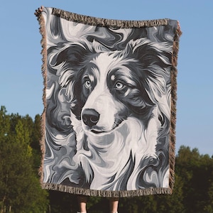 Border Collie Woven Blanket - Jacquard Throw for Dog Lovers, Pet Owner Gift, Farm Dog Decor, Perfect housewarming gift,Dog mom and Dad gift