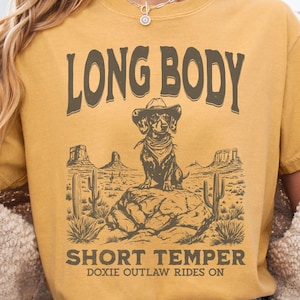 Funny Dachshund Cowboy Shirt, Dog Lover Gift, Western Wiener Dog Tee, Vintage Doxie T-Shirt, Dachshund Gift for Dog Moms & Dads, Doxie mom