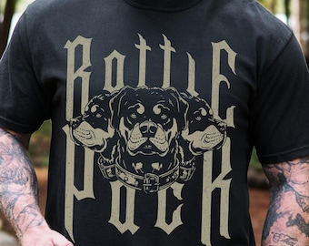 Maglietta Rottweiler – Maglietta per cani in cotone Comfort Colors, maglietta con grafica Rottie Pack, maglietta robusta per cani da guardia per proprietari e addestratori