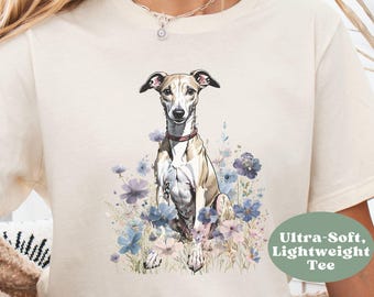 Whippet Mom Shirt – Dog Moom Gift, Italian Greyhound Gift for Women, Dog Lover Tee, Whippet Clothes, Floral Dog T-Shirt, Whippet Owner Gift