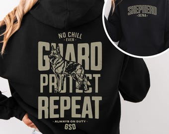 Personalized K9 German Shepherd Hoodie, Custom Name Working Dog Sweatshirt for Handler, Police Dog Trainer Gift, Service Dog Owner Apparel
