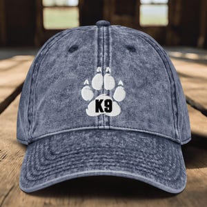 K9 broderad hatt, arbetshundtränare, hundälskare, vintage robust bomullsgåva