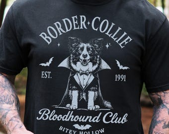 Border Collie Halloween Shirt, Funny Dog Gift for mom and dad, Bloodhound Club Vampire Dog t-shirt, Spooky Border Collie working dog Shirt
