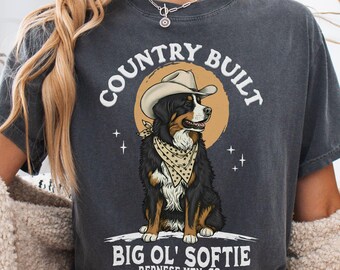 T-shirt met Berner Sennenhond-print, Comfort Colors katoenen shirt, country western Berner Sennenhond-print.