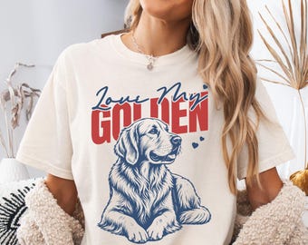Love My Golden Retriever Shirt, Comfort Colors Cotton Tee, Gift for Dog mom, Breed Apparel