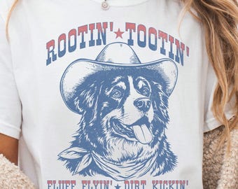Grappig Berner Sennenhond T-shirt – Rootin' Tootin' hondenliefhebber cadeau, hond moeder cadeau, western shirt, cowgirl shirt, cowboy hondenshirt, Berner