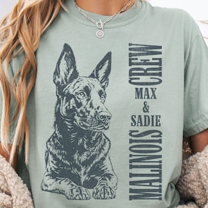 Custom Malinois Dog Shirt, Malinoi gift for Mom and Dad, Belgian Malinois Crew, Working Dog Gift, K9 Handler, Personalized Malinois Gift