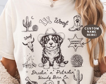 Aangepast T-shirt met naam Berner Sennenhond, grappig katoenen T-shirt met westerse hondenmoeder