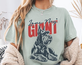 Love My Giant Schnauzer Shirt, Comfort Colors Cotton Tee Handler Trainer Sport Gift Women Men Breed Apparel