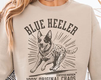 Gemütliches Blau Heeler Sweatshirt, Schweres Fleece Aussie Cattle Dog Rundhalsausschnitt, Geschenk für Tierliebhaber