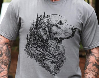 Camiseta Golden Retriever: regalo para amantes de los perros, regalo para mamá perruna, regalos para senderismo, camiseta para perro de camping, regalo para mamá perruna, camiseta dorada para hombre