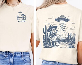 Personalized Cattle Dog UFO Shirt - Funny Blue Heeler Cowboy T-Shirt, Western Ranch Dog Tee, Working Dog, Heeler Gift for Dog Moms & Dads