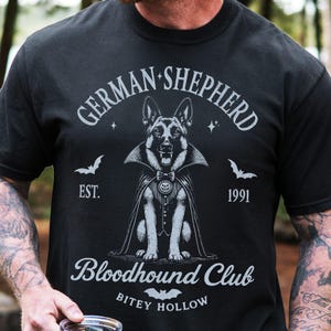 German Shepherd Halloween Shirt, Funny Vampire Dog Comfort Colors Shirt for Dog Lovers, Spooky Fall Gift for GSD Mom Dad Farm Dog Fans