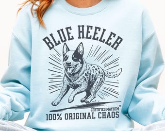 Cozy Blue Heeler Sweatshirt, Heavy Blend Fleece Aussie Cattle Dog Crewneck, Pet Lover Gift