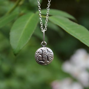 Made to Order... Keepsake Initial Pendant, solid sterling, Calligraphic Font with vines,