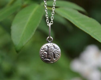 Made to Order... Keepsake Initial Pendant, solid sterling, Calligraphic Font with vines,
