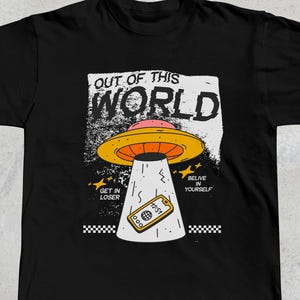 Funny Alien Meme T-Shirt: Retro 90s UFO Graphic Tee